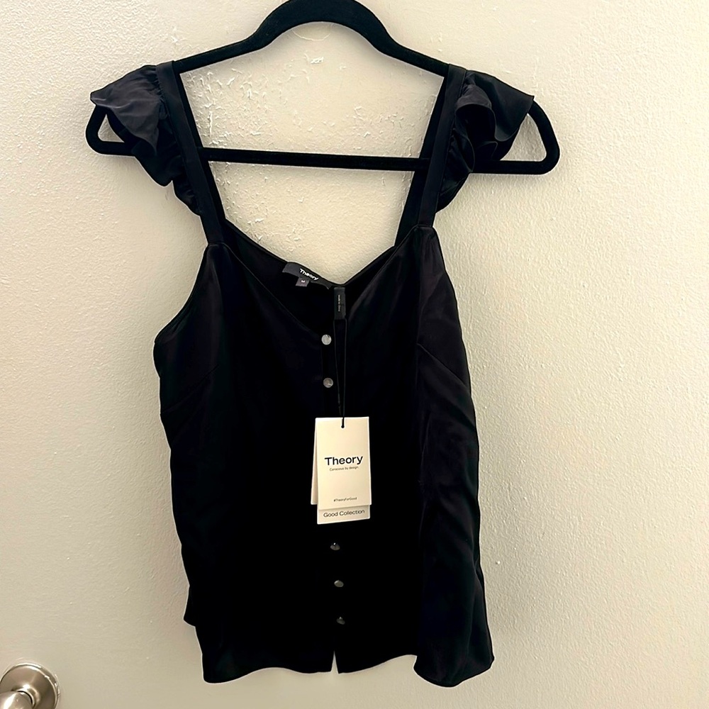 Theory Ruffle Sleeve Tank - 100% Silk